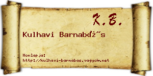 Kulhavi Barnabás névjegykártya